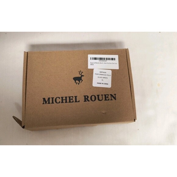 Michael Rouen Performance Polo Shirt Men 3XL Green Striped Short Sleeve Golf NWT - Picture 4 of 4